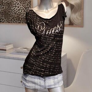 Guess Vintage Y2K Grunge Open-Back Cowl Neck Shirt